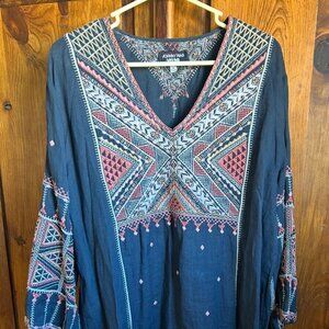 Johnny Was Workshop Thora V-neck Toledo Tunic Size M